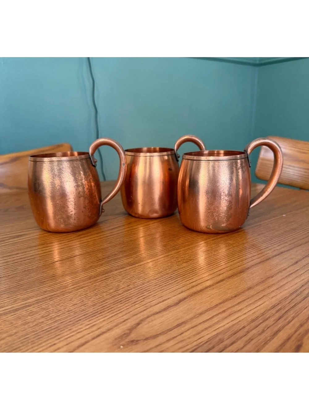 Vintage solid copper Moscow mule mugs - set of three (3)